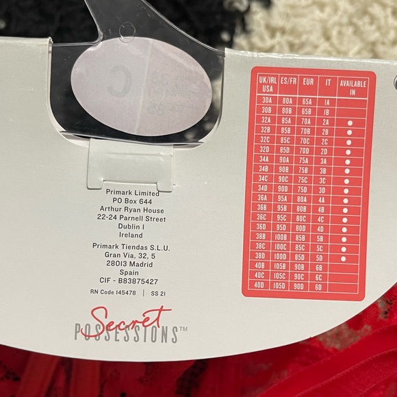 NWT Sexy Women’s Size 38C Secret Possessions Non-padded Lace Bra In Bright Red - Picture 10 of 10